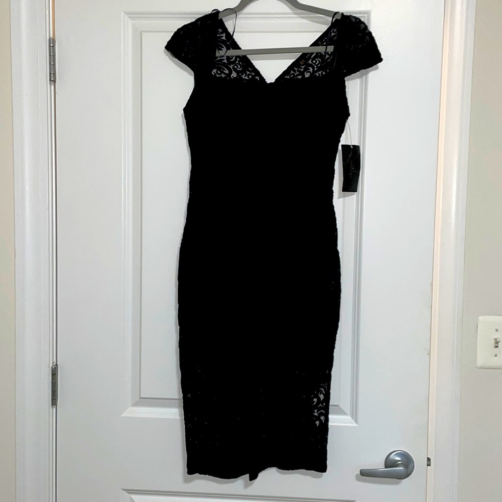 NWT black lace Zara midi dress